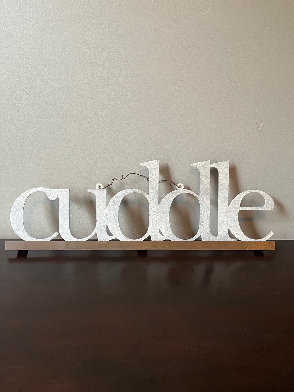 Metal CUDDLE Sign Decorative Rustic Hanging Wall Art Cottagecore Bedroom Decor